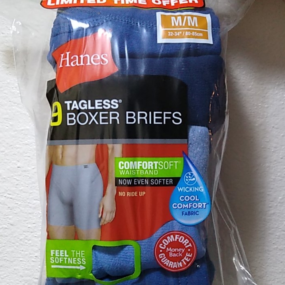 Hanes Tagless Boxer Briefs- Brand new , 9 ct